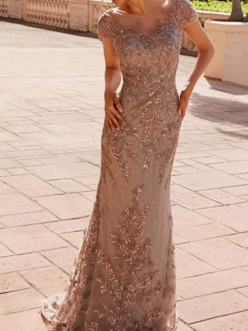 NWT Nox Anabel MT110 Embroidered Tulle Prom Dress Taupe size 10W